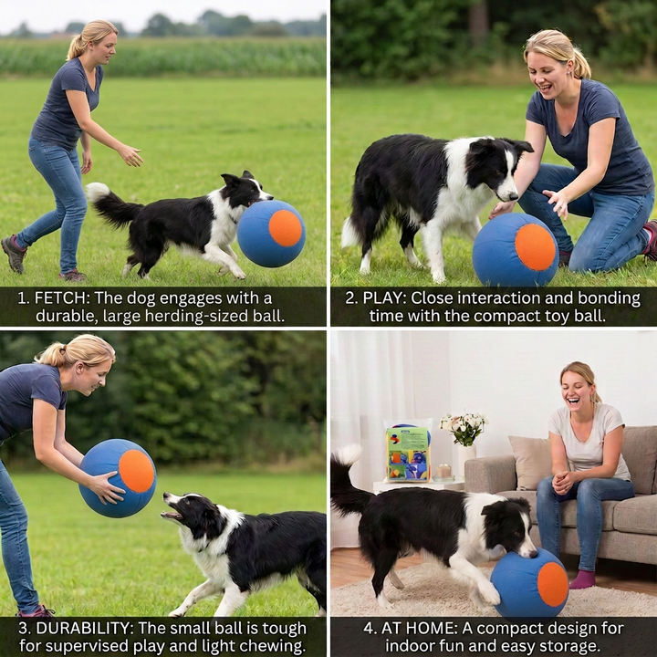 Inflatable Bite Resistant Herding Ball for Dogs – Durable Interactive Push &amp; Chase Toy