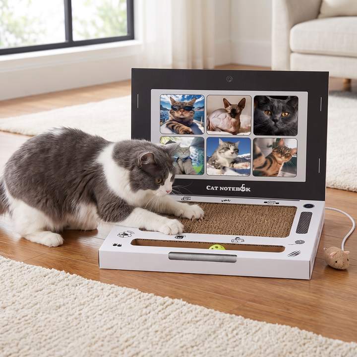 Cardboard Laptop Cat Scratcher &amp; Interactive Toy