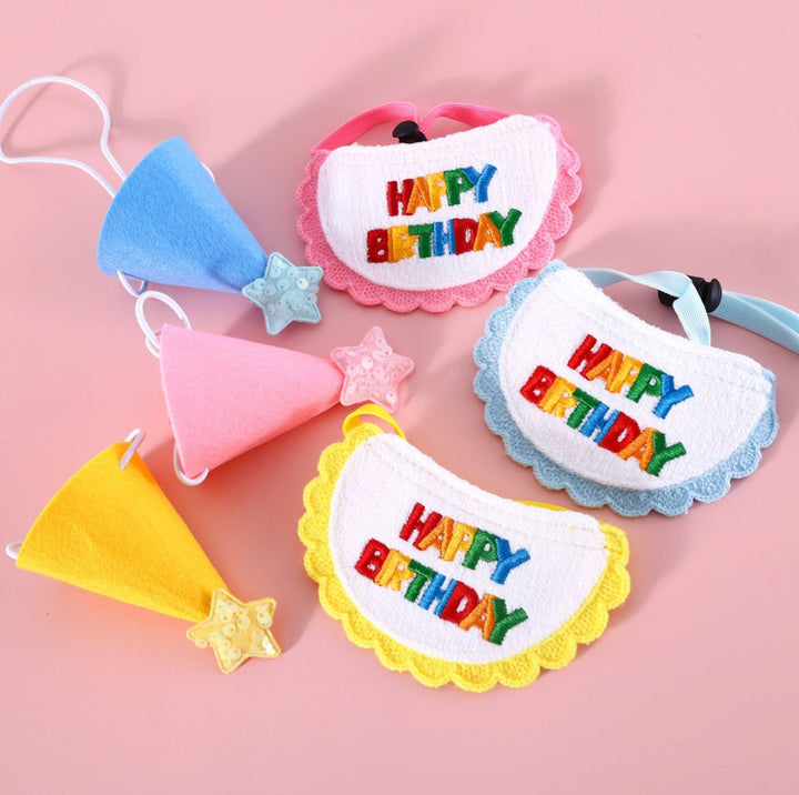 Pet Birthday Ensemble: Stylish Hat &amp; Bib Accessory Set