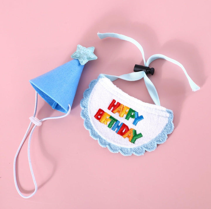 Pet Birthday Ensemble: Stylish Hat &amp; Bib Accessory Set