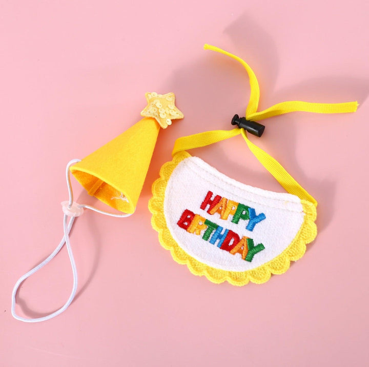 Pet Birthday Ensemble: Stylish Hat &amp; Bib Accessory Set