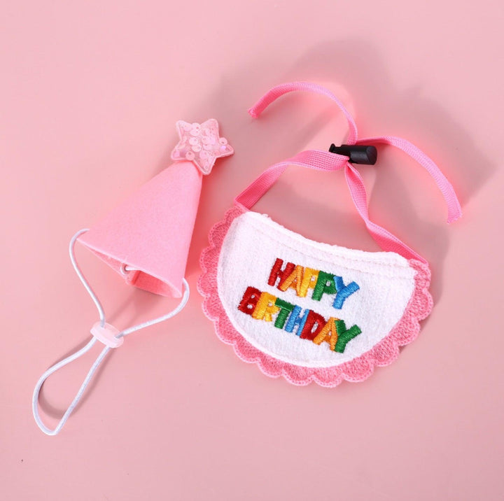 Pet Birthday Ensemble: Stylish Hat &amp; Bib Accessory Set