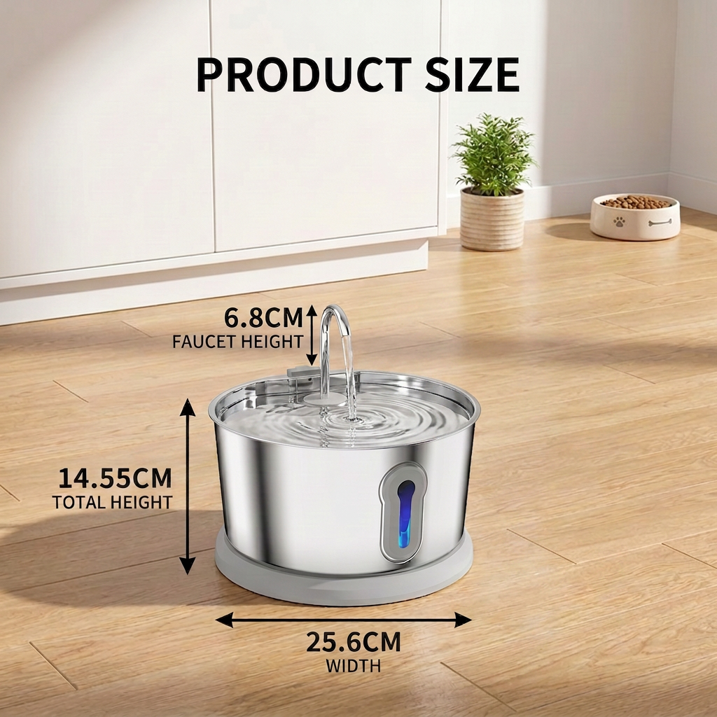 Smart Antibacterial Stainless Steel Pet Water Fountain – 4L Ultra-Quiet for Improved Pet Hydration &amp; Health