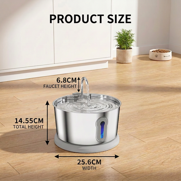 Smart Antibacterial Stainless Steel Pet Water Fountain – 4L Ultra-Quiet for Improved Pet Hydration &amp; Health