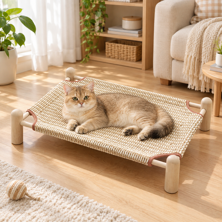 Wear-resistant detachable and durable cat pet sleeping bed with cat scratching board