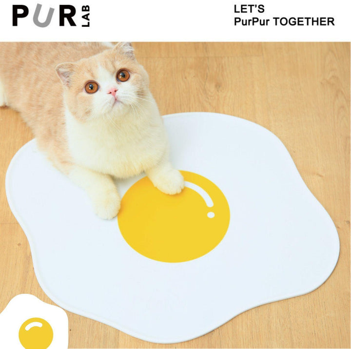 PurLab Fried Egg Silicone Spill Proof Pet Food Mat