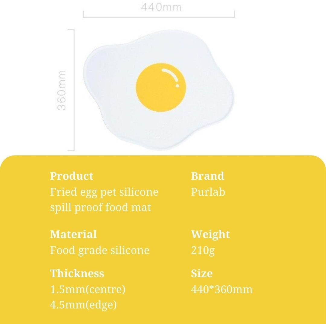 PurLab Fried Egg Silicone Spill Proof Pet Food Mat