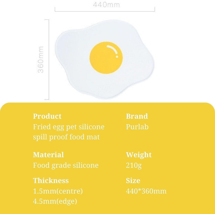 PurLab Fried Egg Silicone Spill Proof Pet Food Mat
