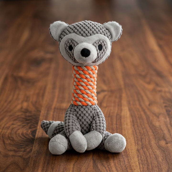 Durable Animal Plush Rope Dog Toy with Squeaker &amp; Teeth Cleaning