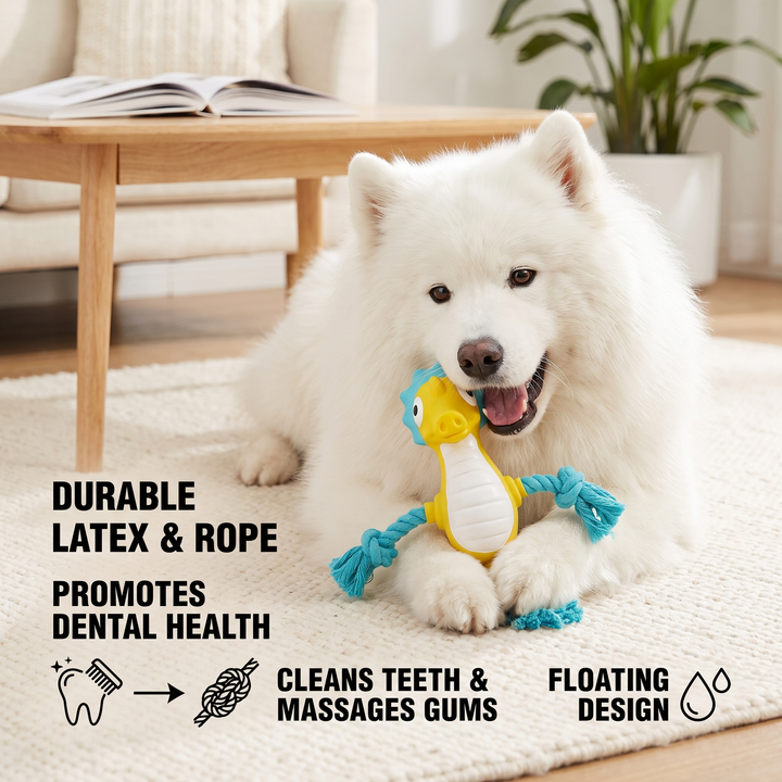 Durable Floating Dental Latex &amp; Rope Dog Toy
