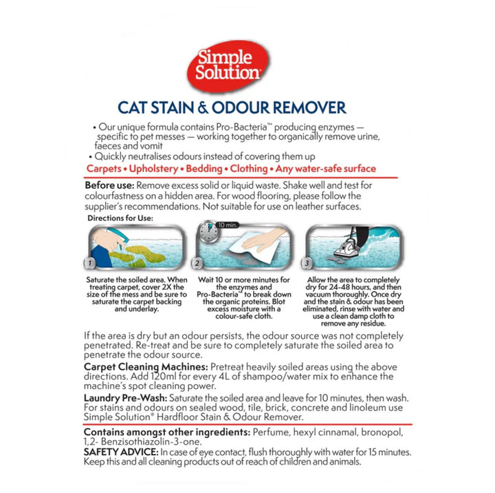 SIMPLE SOLUTION Stain &amp; Odour Remover for Cats 750ml