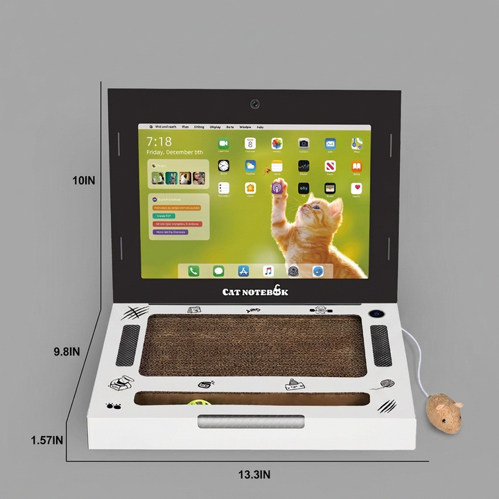 Cardboard Laptop Cat Scratcher &amp; Interactive Toy