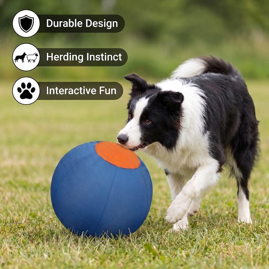 Inflatable Bite Resistant Herding Ball for Dogs – Durable Interactive Push &amp; Chase Toy