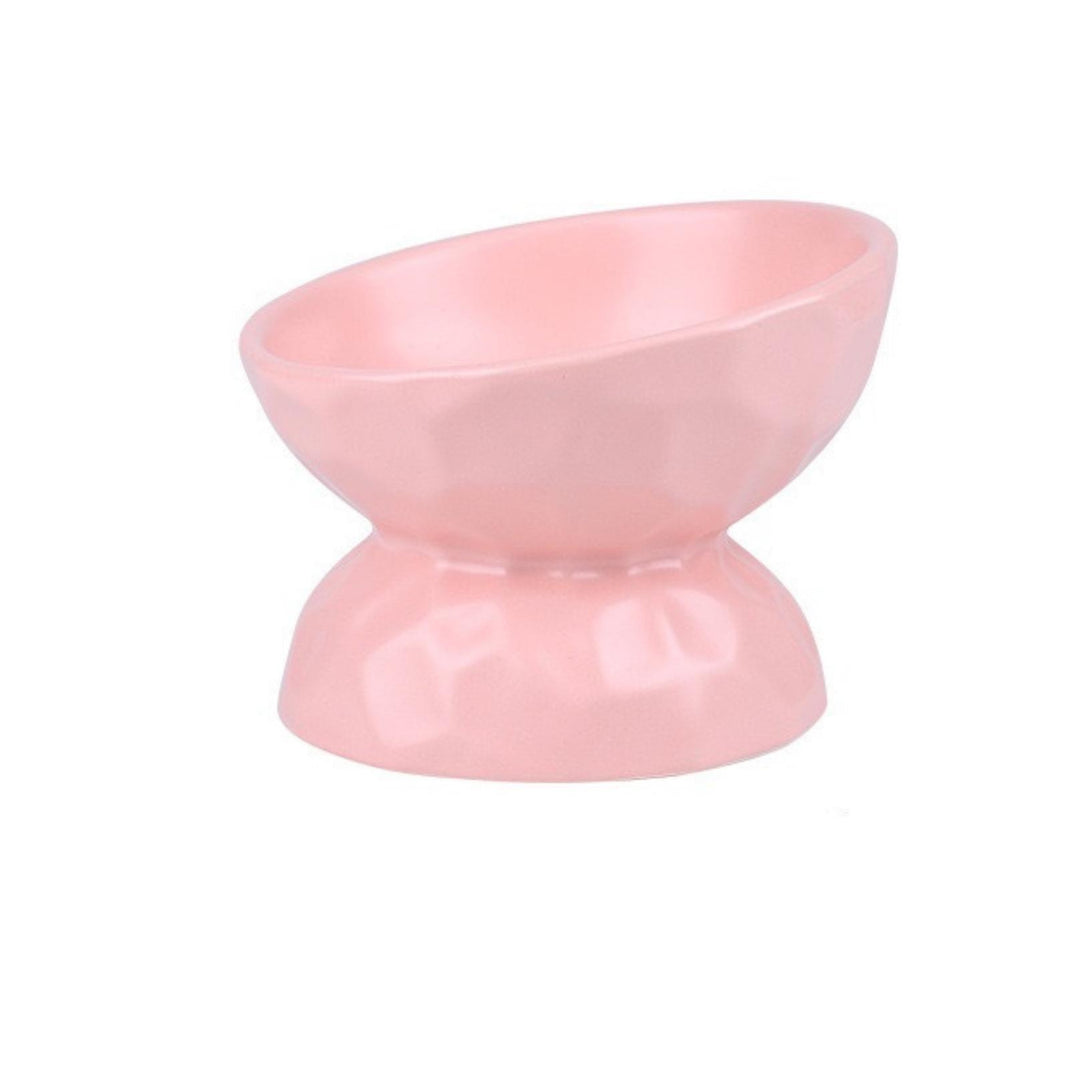 Tilting Ceramic Cat Bowls With Uneven Texture