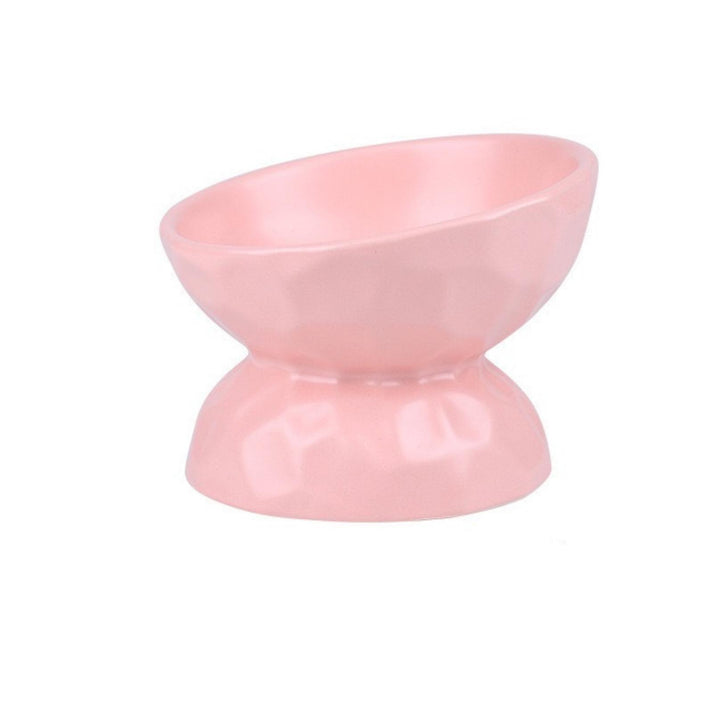Tilting Ceramic Cat Bowls With Uneven Texture