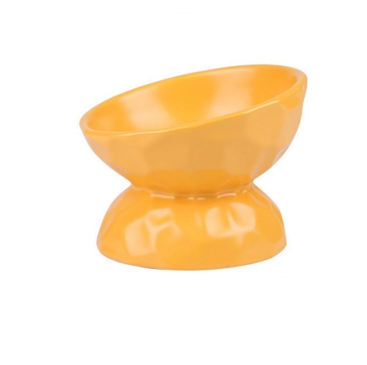 Tilting Ceramic Cat Bowls With Uneven Texture
