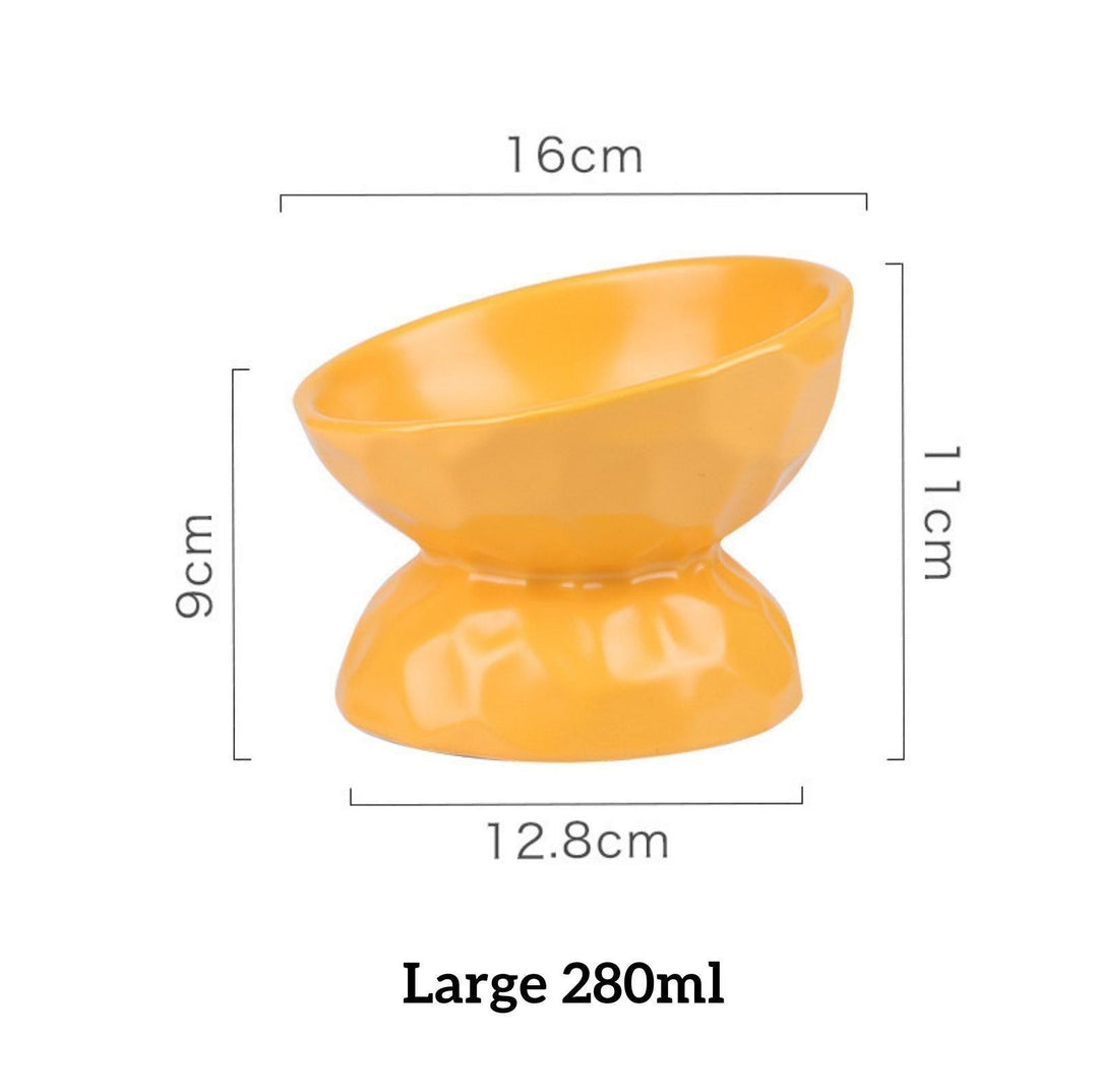 Tilting Ceramic Cat Bowls With Uneven Texture