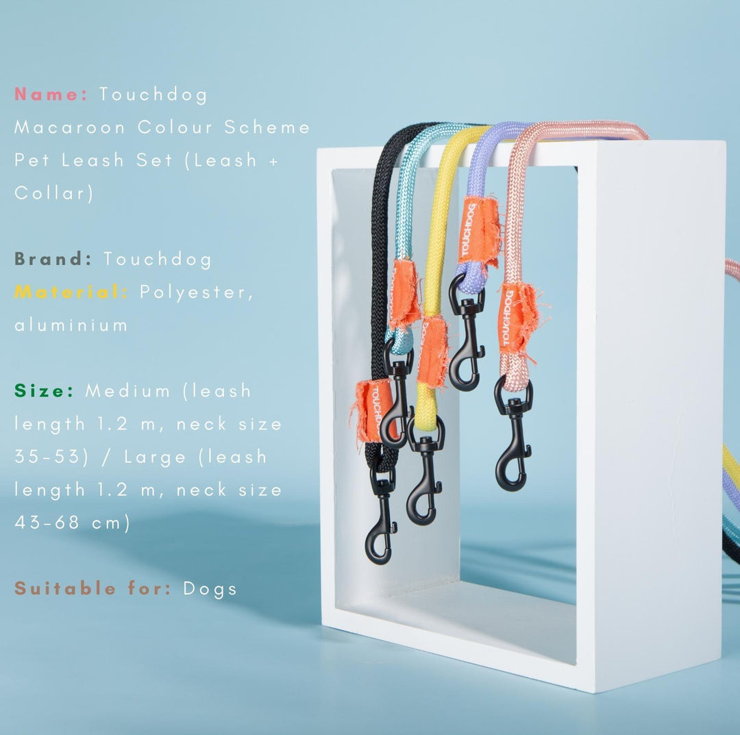 Touchdog Macaroon Colour Scheme Pet Leash Set (Leash + Collar)