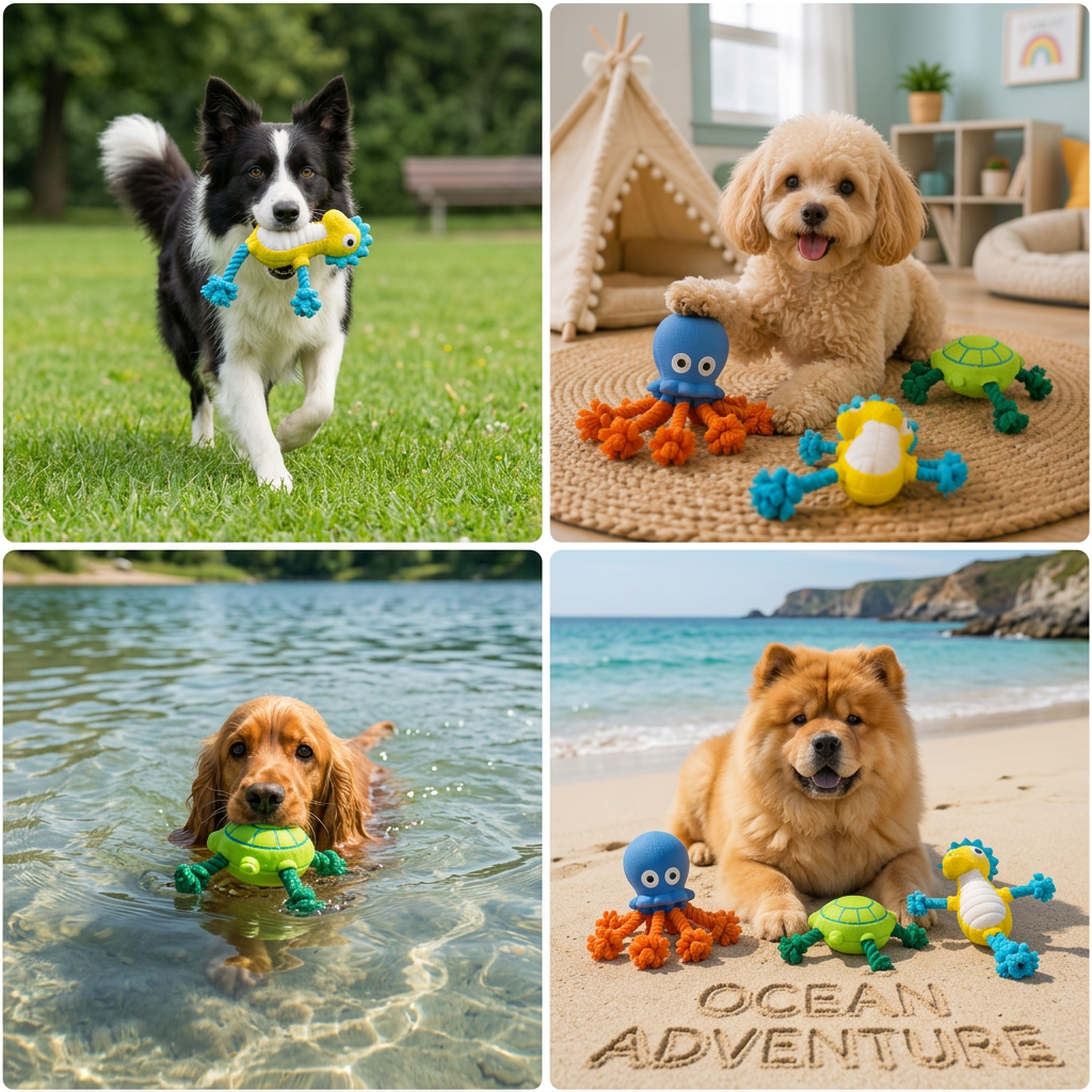 Durable Floating Dental Latex &amp; Rope Dog Toy