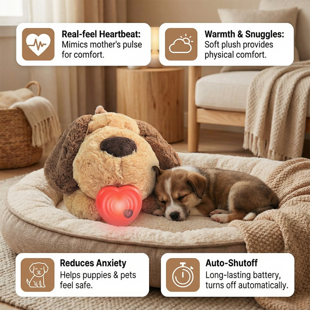 Calming Heartbeat Comfort Plush for Pets – Anxiety &amp; Stress Relief