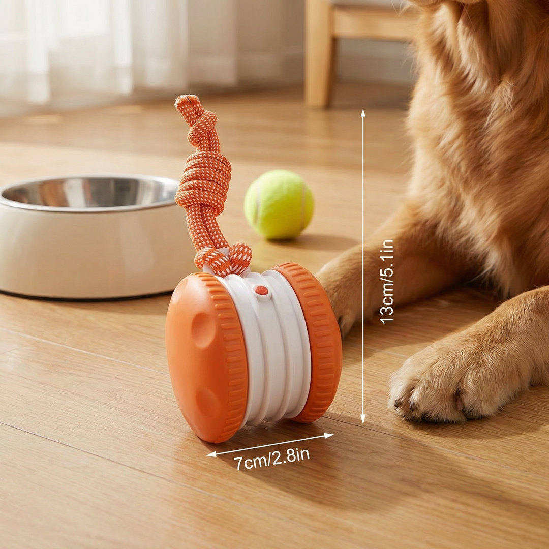 Interactive &amp; Durable Dog Ball – Motion Toy with Tug Rope in Dog Colours